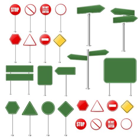Premium Vector Big Set Stop Signs And Traffic Sign Collection White