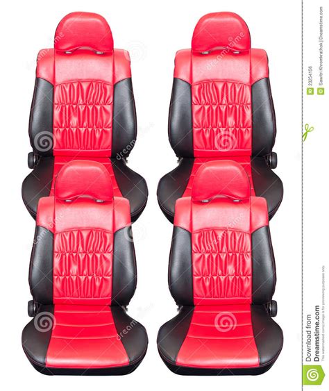 Red Car Seats Leather Stock Photo Image Of Headrest 23254156