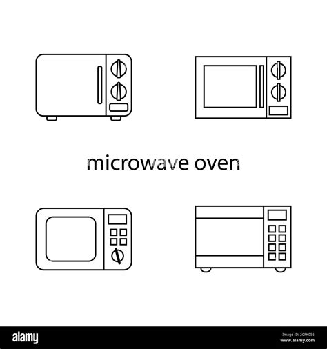 Microwave Oven Set Of 4 Isolated Vector Illustrations Of Kitchen