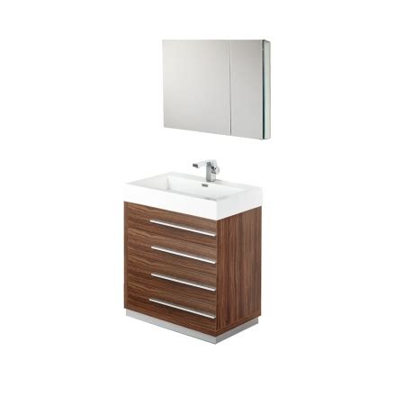 Bathroom vanities 30 inch wide. 30 Inch Walnut Modern Bathroom Vanity with Medicine ...