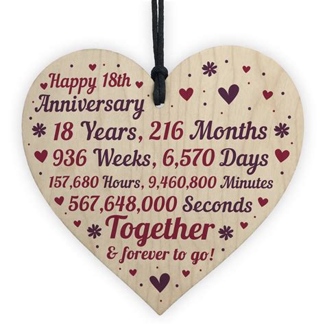 Anniversary Wooden Heart To Celebrate 18th Wedding Anniversary