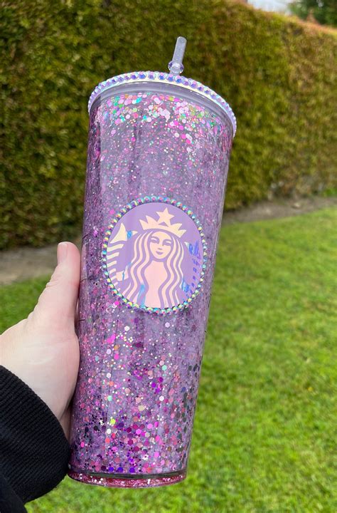 Purple Starbucks Cup With Bling Lid 24oz Snow Globe Etsy