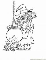 Coloring Witch Halloween Cauldron Coloringpages101 Printable sketch template