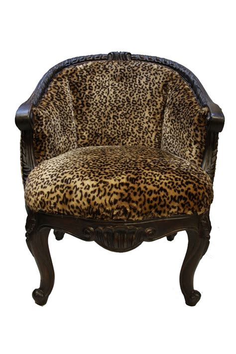 Leopard White Accent Chair Animal Print Small Low Chair