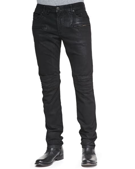Lyst Robins Jean Coated Moto Skinny Leg Jeans In Black For Men