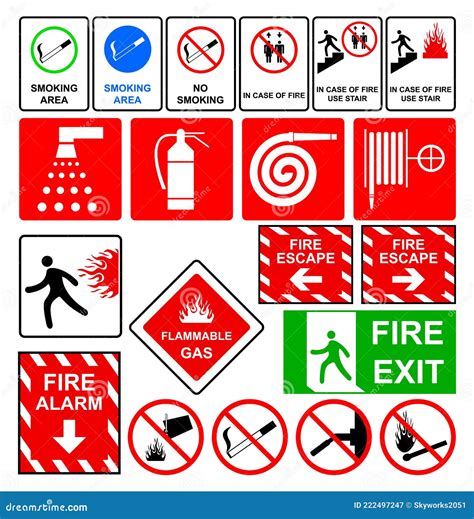 Fire Emergency Signs Fire Safety Signs Icons With The Exit From The