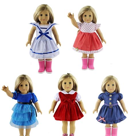 5 Color Doll Party Dress Clothes Outfits Pajames For 18 Inch American