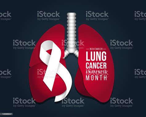 November Lung Cancer Awareness Month Text And White Ribbon Sign Around