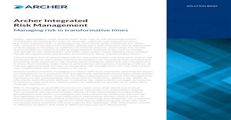 Archer Integrated Risk Management Pdf Document
