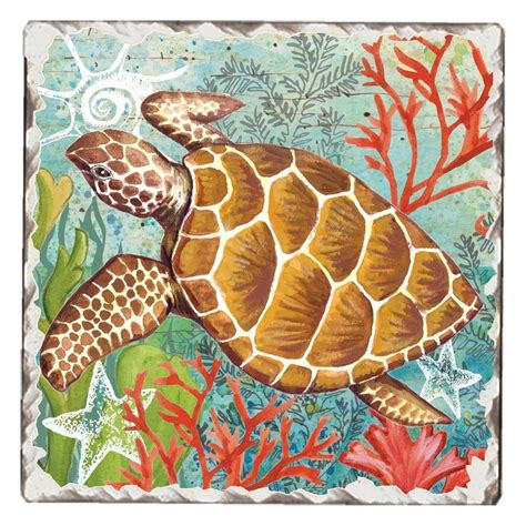 Absorbent Stone Coaster With Decorative Print Durable Stoneware