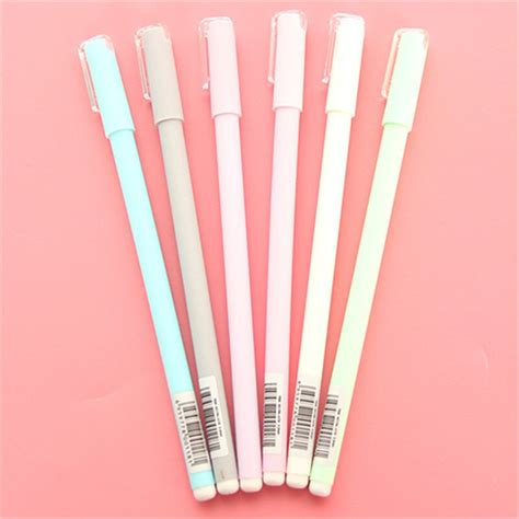 10 Pcslot Cute Candy Macaron Gel Pens For Girls Black Ink 05mm