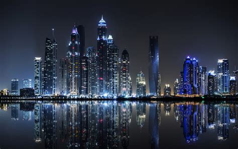 Download Dubai Night Photo Taken From The Palm Island Jumeirah Dubai