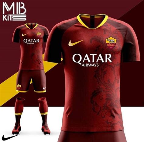 Red AS Roma home kit concept ⚽️ | Camisas de futebol, Uniformes futebol