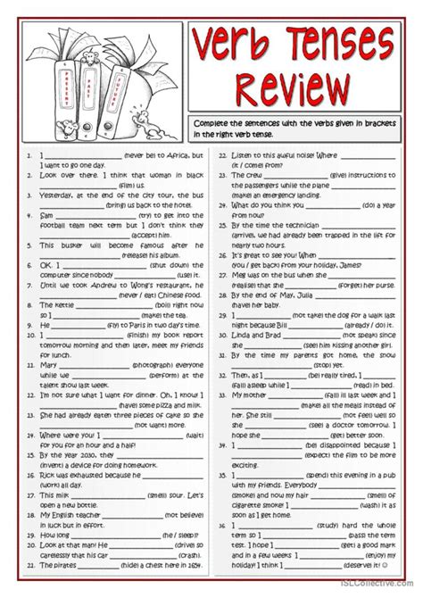 B1 Verb Tenses Review 12 General Gr English Esl Worksheets Pdf And Doc