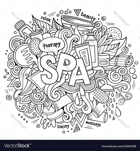 Spa Hand Lettering And Doodles Elements Royalty Free Vector