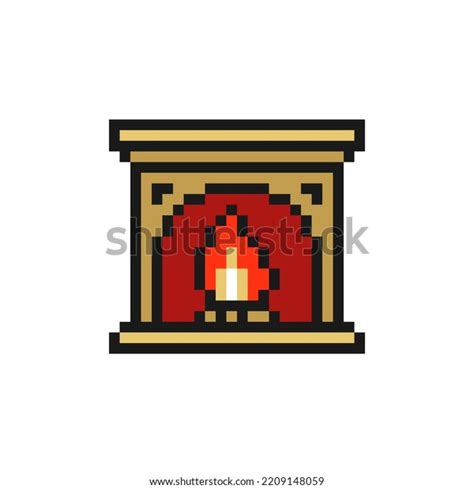 Fireplace Icon Pixel Art Design Isolated Stock Vector Royalty Free