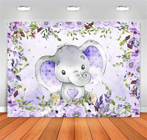 Buy Sensfun Purple Floral Elephant Baby Shower Backdrop Girl Elephant