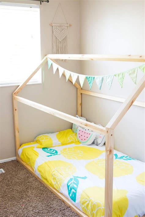 Converting your toddler bed to a full size double bed. Transitioning Em to a Floor Bed | Toddler house bed, Toddler floor bed, House beds for kids