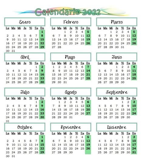 Plantilla Calendarios 2022 Calendario Gratis