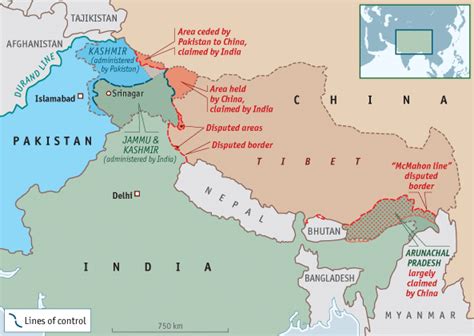 Current And Claimed Borders Of Both China And India Download