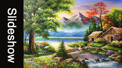 Beautiful Landscape Acrylic Painting Slideshow Version Youtube