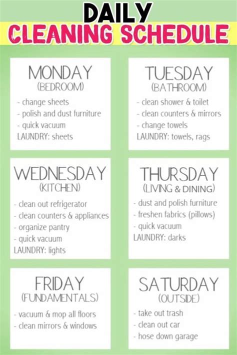 Daily Cleaning Schedule This Printable Daily Cleaning Checklist Is A