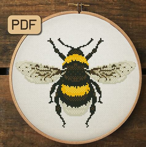 Bumblebee Cross Stitch Pattern Digital Pdf Insect Etsy Cross Stitch