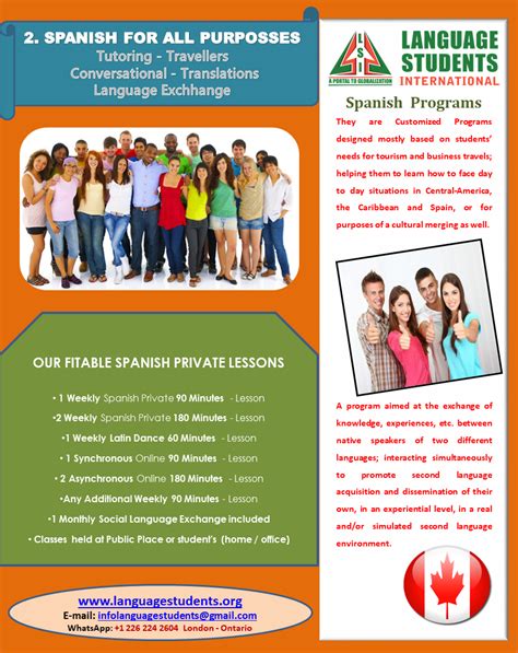 Spanish Brochure Language Students