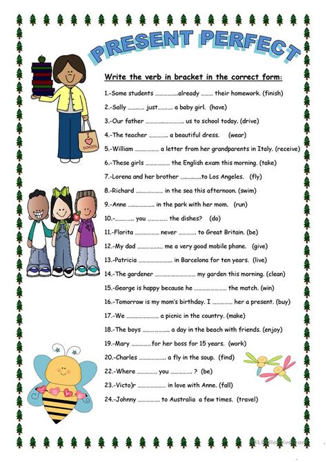Present Perfect English Esl Worksheets For Distance Learning And