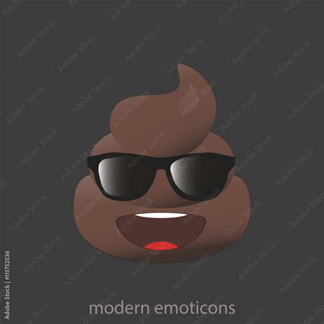 Sunglasses Poo Icon Shit Emoticons Poop Emoji Face Isolated Stock