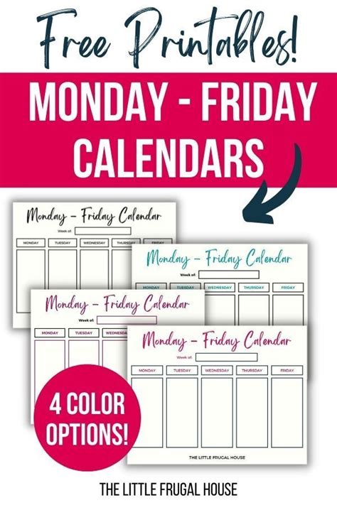 Grab This Free Printable Monday Through Friday Calendar To Plan Your