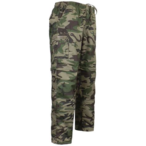 Mens 3 In 1 Zip Off Camouflage Trousers Army Combat Cargo Shorts Work