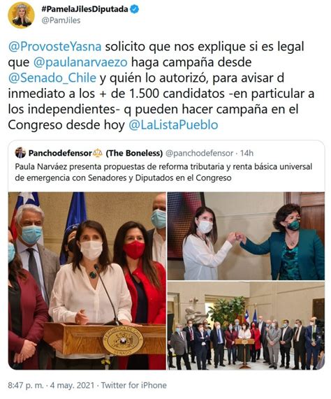 Check spelling or type a new query. Pamela Jiles se quejó que Paula Narváez fuera al Senado ...