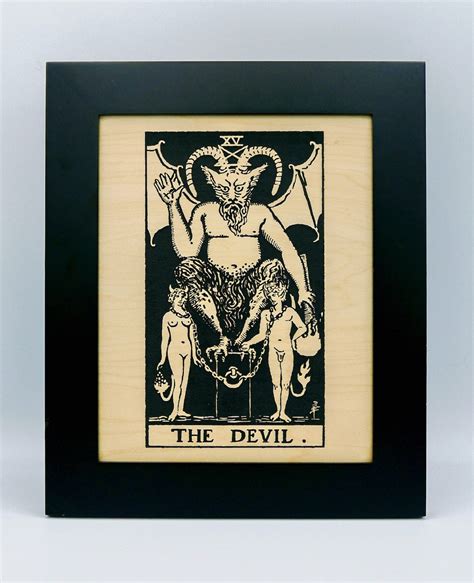 The Devil Tarot Wood Art Rider Waite Tarot Card Engraved Etsy