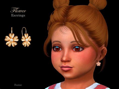Flower Toddler Earrings By Suzue At Tsr Sims 4 Updates