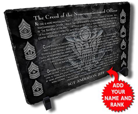 Personalized Army Nco Creed Stone Plaque