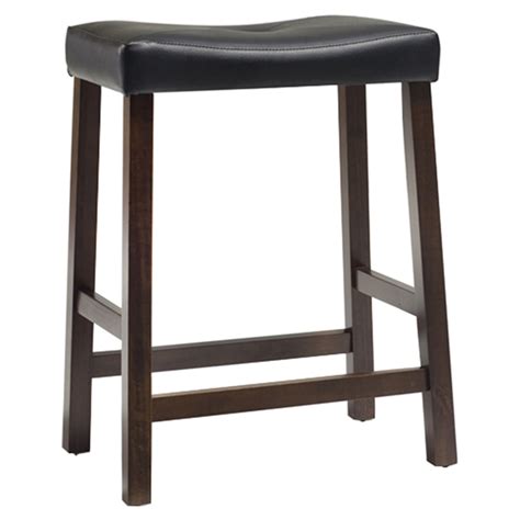 Upholstered Saddle Seat Bar Stool With 24 Inch Seat Height Mahogany