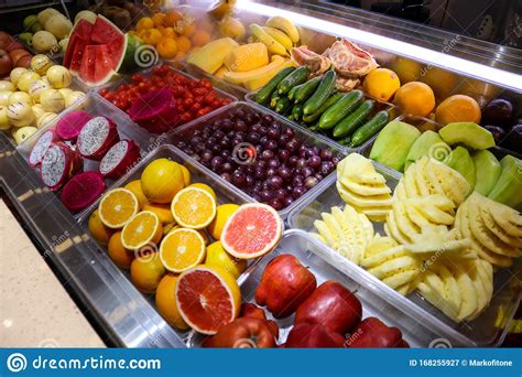 Fresh Tropical Fruits In Chinese Supermarket Stock Image Image Of