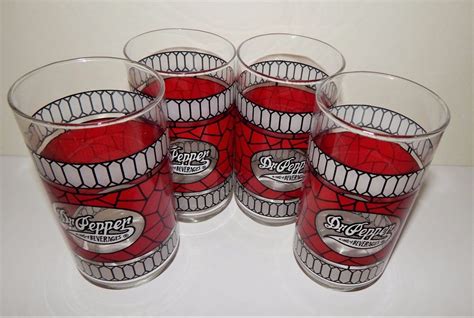 4 Dr Pepper King Of Beverages Glasses Stained Glass Pattern Tumblers