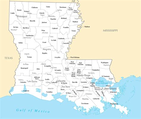 Louisiana Map With Cities And Towns Terminal Map