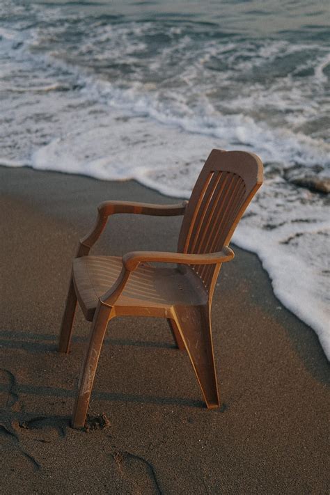 Beach Sea Waves Chair Furniture Aesthetics Hd Phone Wallpaper