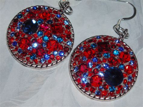 New Siam And Sapphire Swarovski Crystal Crystal Clay Earrings Just