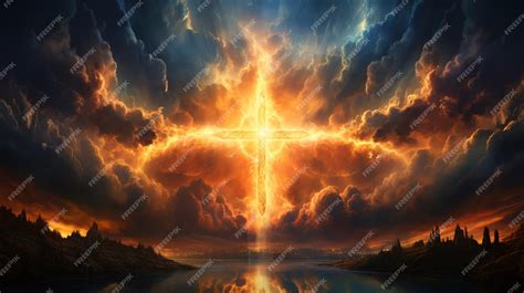 Premium Ai Image Christian Cross Appears Bright In The Sky Background