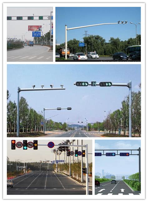 Custom Roadway 3m 4m 6m Galvanized Traffic Light Pole With Signal