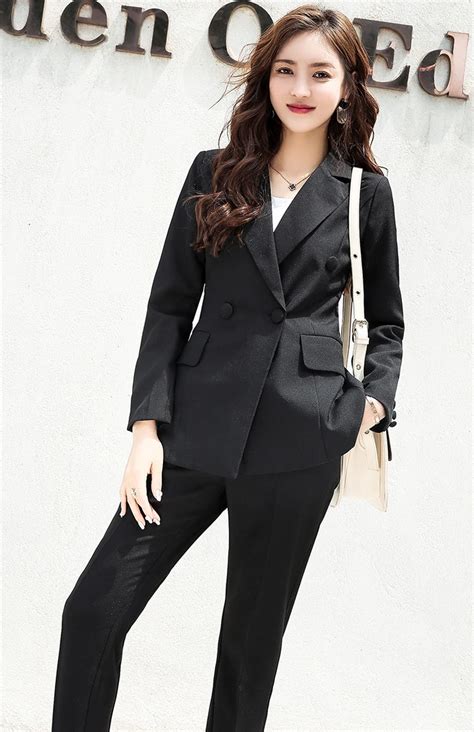 Classic Double Breasted White Women Pant Suits Notched Collar Blazer