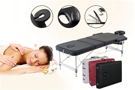 3 Section Black Aluminum 84l Portable Massage Table Bed W Carry Case Great For Facial Spa Tattoo