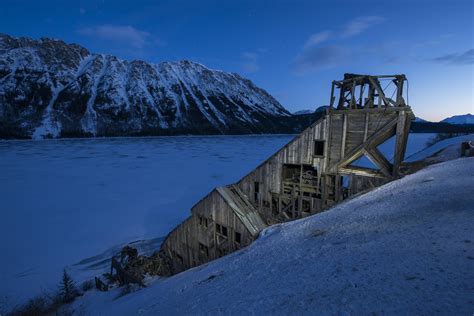 7 Story Concentration Mill Over A Frozen Lake Near Whitehorse Yukon