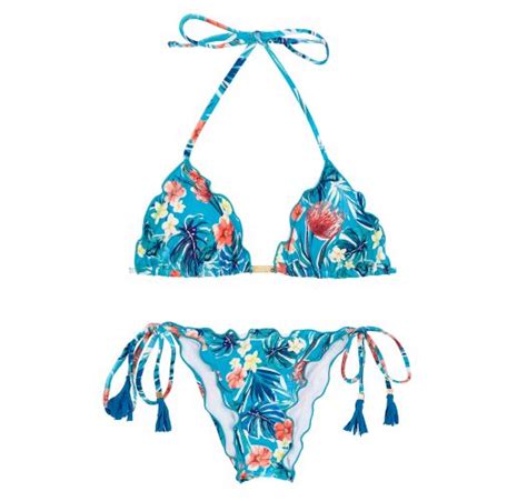 two piece swimwear floral blue side tie scrunch bikini isla frufru