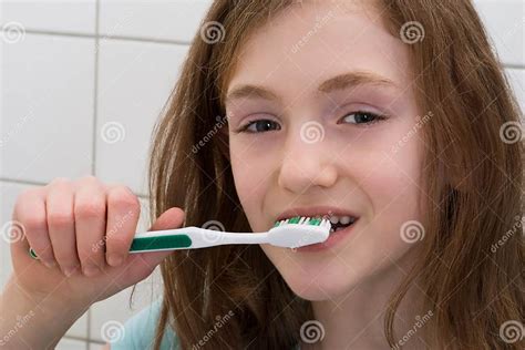 Girl Brushing Teeth Stock Image Image Of Innocence Cleaning 57421897