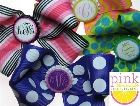 Custom Monogram Initial Personalized Bottlecap Hair Bow With Images